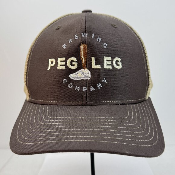 Peg Leg Brewing Company Brown Tan Mesh Trucker Cap Snapback Adjustable Hat - Picture 1 of 10